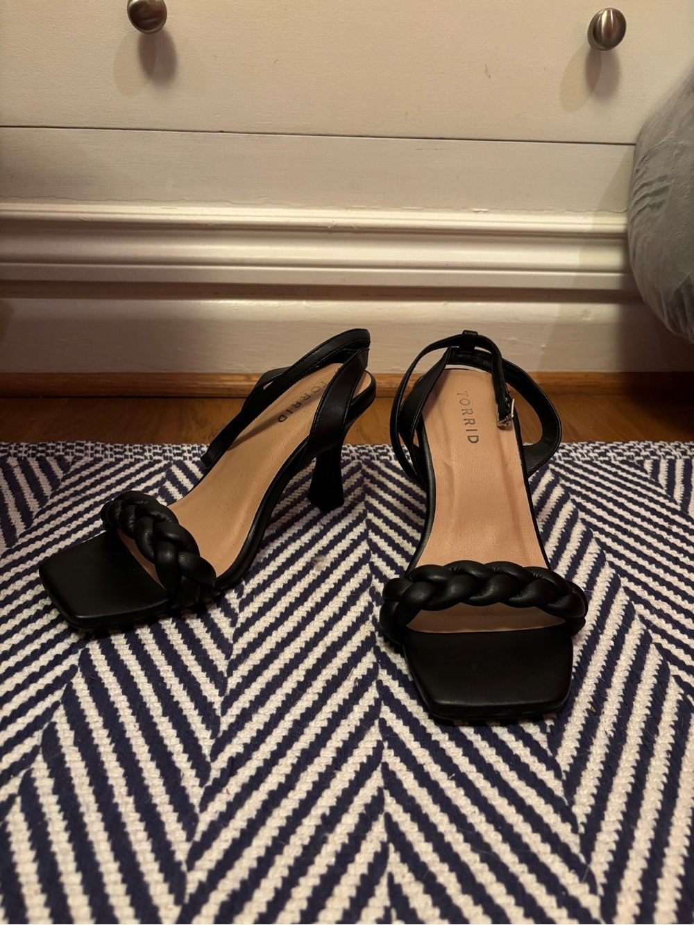 torrid Black Braided Front Strap Block Heels